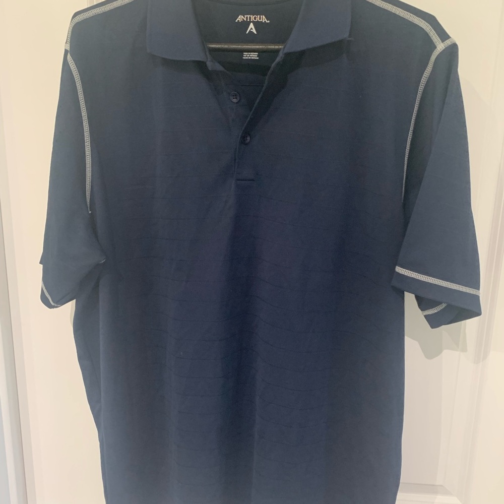 Antigua Men's Dark Blue Polo A11with White Accents